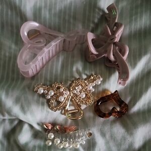 Gold Pearl Butterfly Hair Clip - Women Accessories